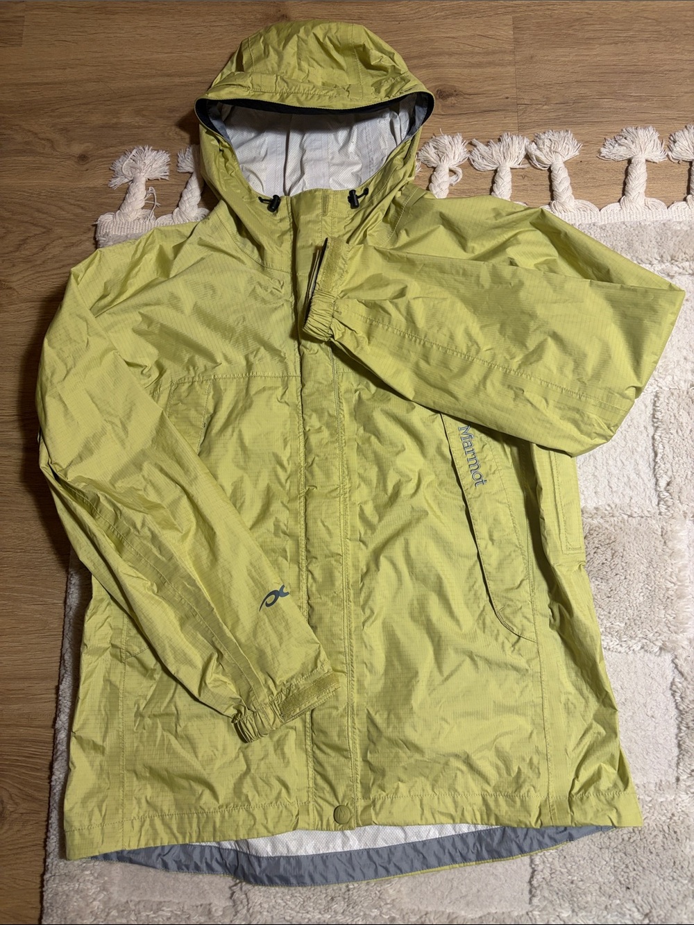 Marmot Womens PreCip Rain Jacket Lime Green Ripstop Hooded Shell
